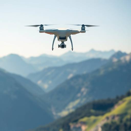 Drohne in der Luft über einer Schweizer Berglandschaft