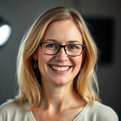 Portrait von Sarah Meier, Dozentin für Filmschnitt, lächelnd und professionell