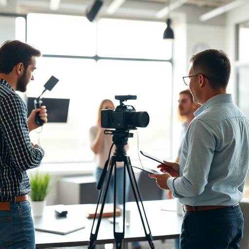 Team produziert es Business Video im Büro